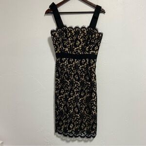 Milly Party Cocktail Dress Mini Scalloped Lace Black Women's 2 Silk Lining Zip